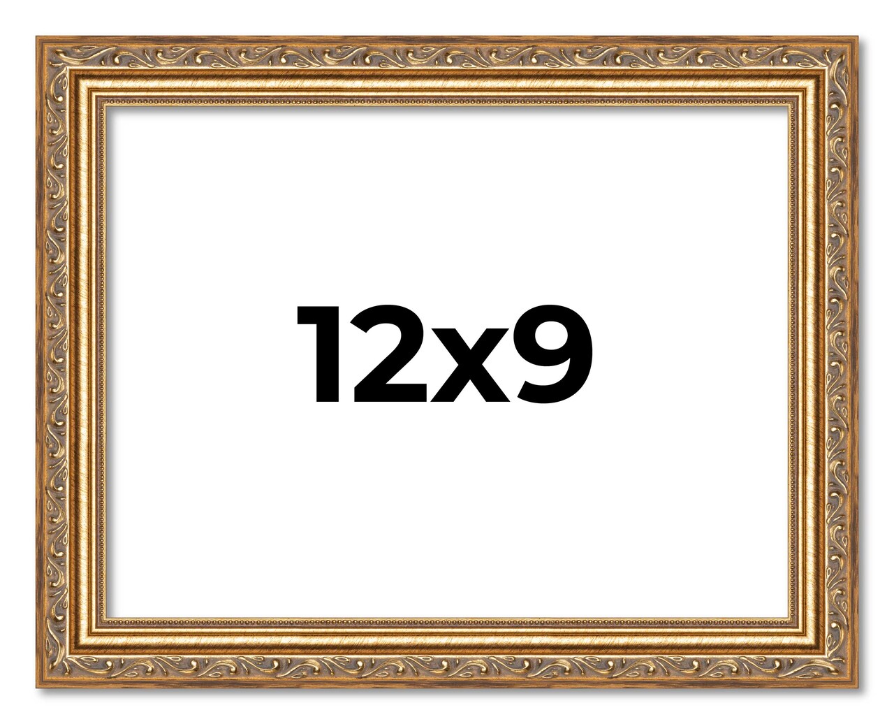 12x9 Solid Wood Antique Picture Frame with UV-Resistant Acrylic & Acid-Free Backing, Available in 4 Finishes: Bronze, Gold, Silver, and Gold with Black